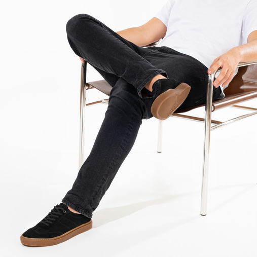 Męskie skórzane zamszowe trampki Jasper czarne