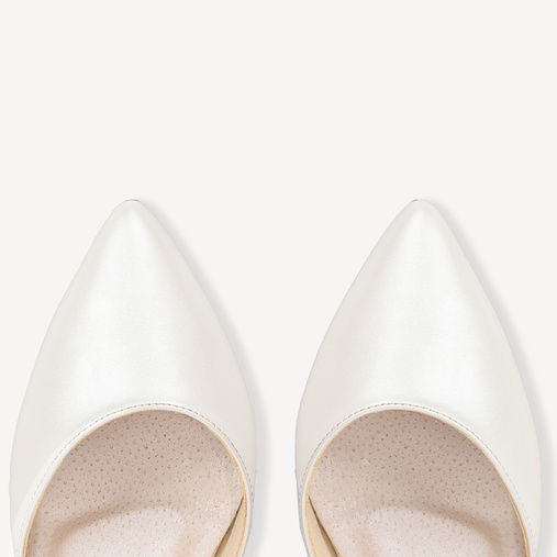 Ślubne perłowe balerinki z paskami Renesme ivory