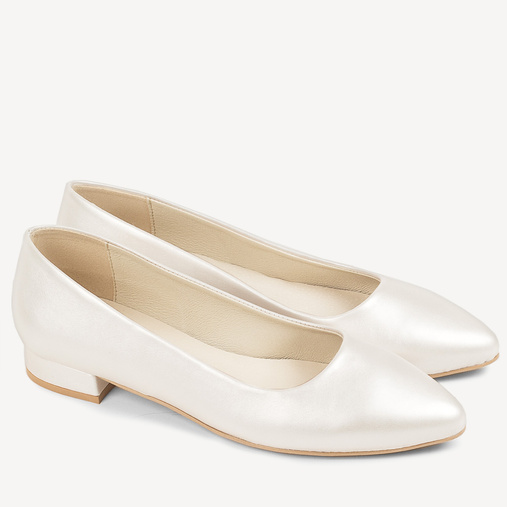 Perłowe balerinki ślubne Elmira ivory