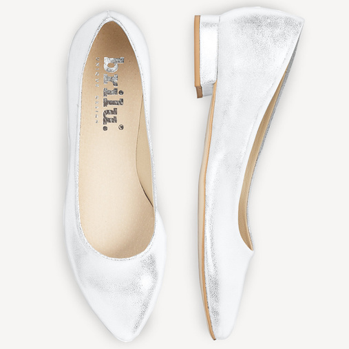 Połyskujące balerinki ślubne Elmira srebrne