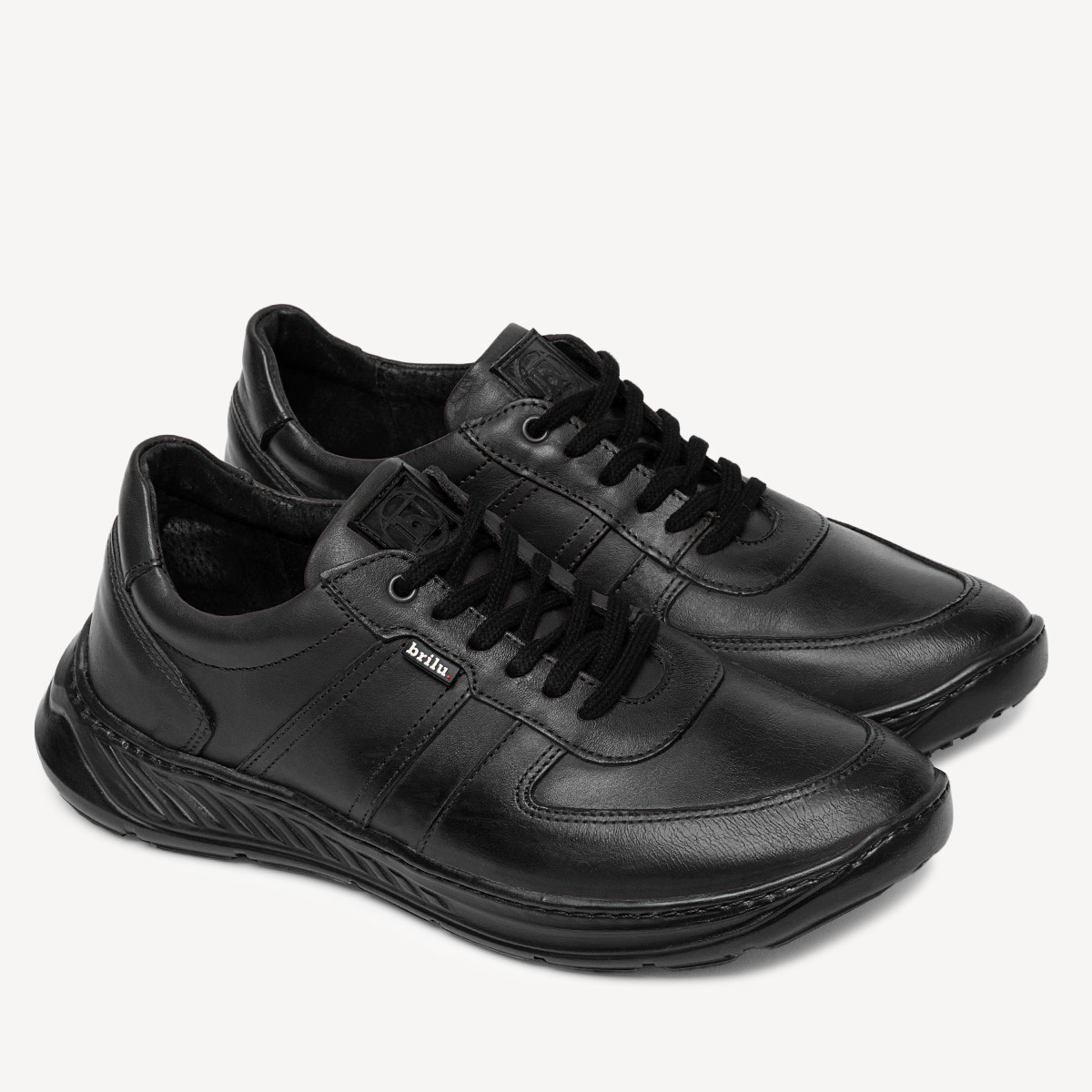 Skórzane sneakersy męskie Spike czarne