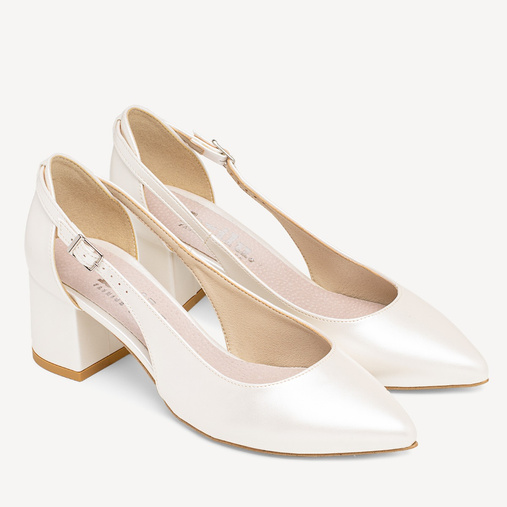 Ślubne perłowe czółenka z wycięciami Noemie ivory