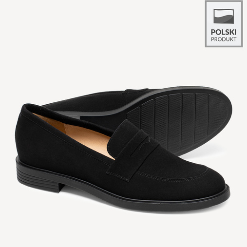 Zamszowe wsuwane półbuty damskie Melanie czarne