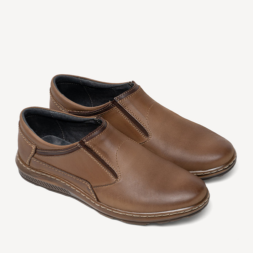 Męskie skórzane półbuty wkładane Trevor brązowe