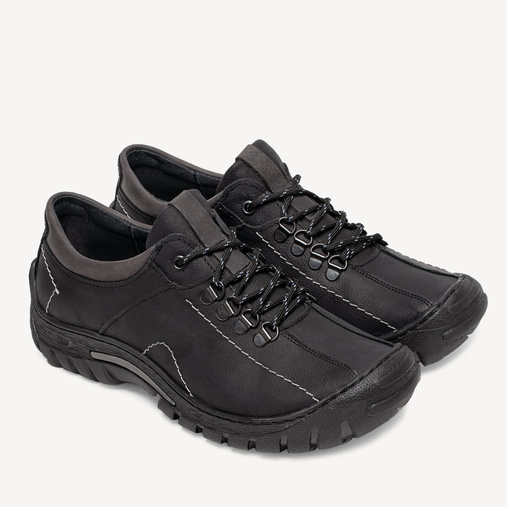 Męskie skórzane buty trekkingowe Denver czarne