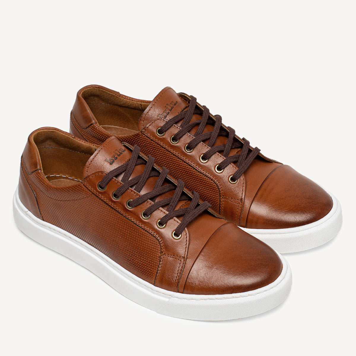 Skórzane sneakersy męskie Phill brązowe