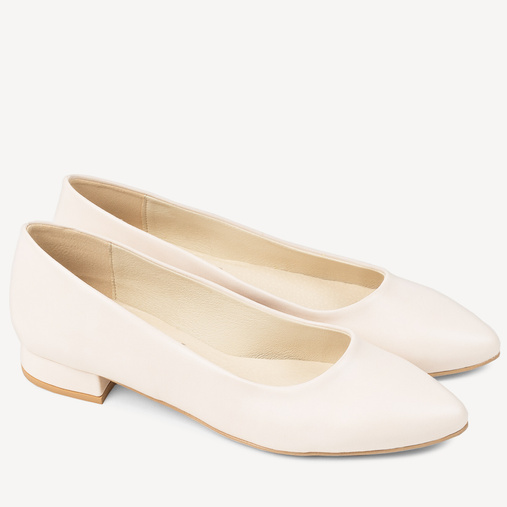Licowe balerinki ślubne Elmira cieliste ecru