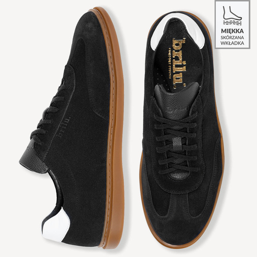 Skórzane sneakersy męskie Walker czarne