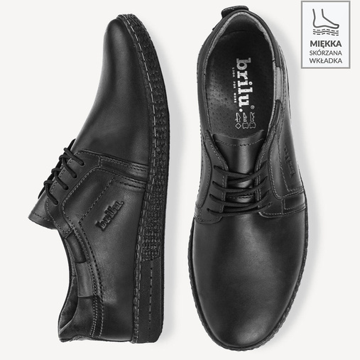 Półbuty skórzane sznurowane Alfredo czarne