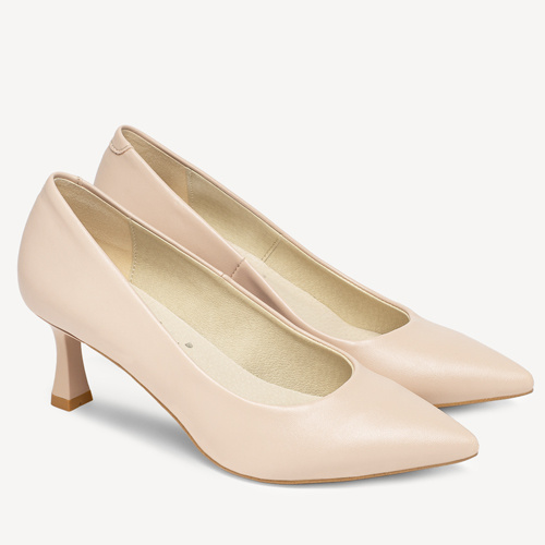 Licowe szpilki na średnim obcasie Marina beżowe