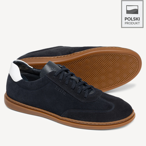 Skórzane sneakersy męskie Walker granatowe