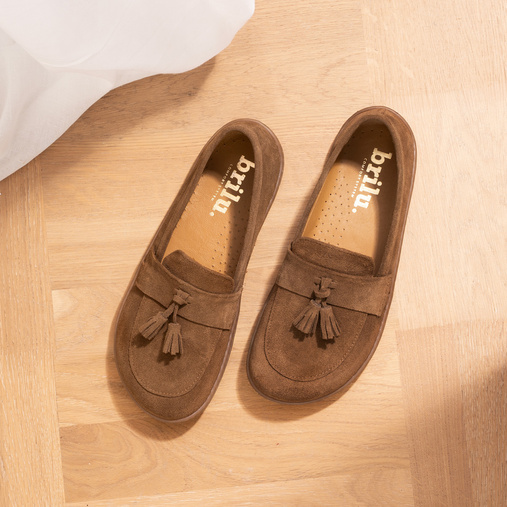 Zamszowe mokasyny damskie barefoot Maraya brązowe