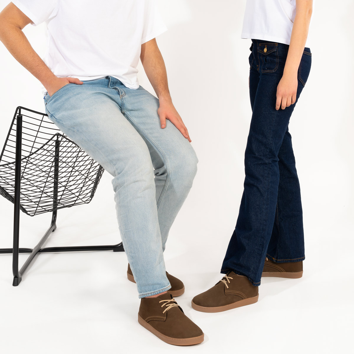 Skórzane zimowe trzewiki barefoot Sean jasny brąz