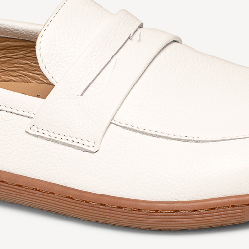 Skórzane mokasyny damskie barefoot Sorrena białe