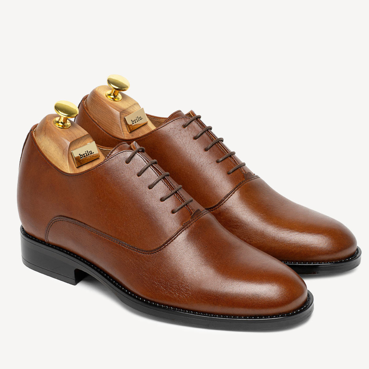 Męskie podwyższające buty wizytowe oxfordy Robert brązowe