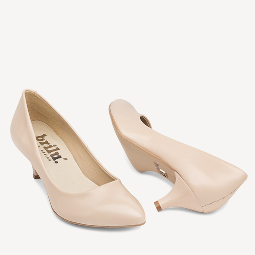 Klasyczne licowe szpilki na niskim obcasie Jenna beżowe