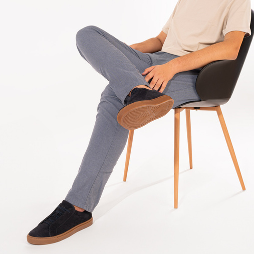 Męskie skórzane zamszowe sneakersy Edison granatowe