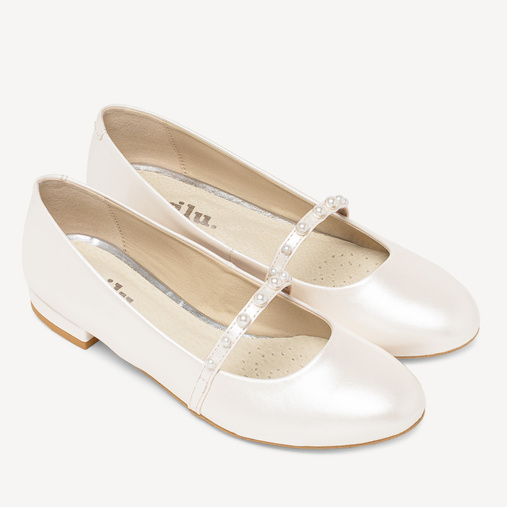  Ślubne balerinki z perełkowym paskiem Ocean ivory 