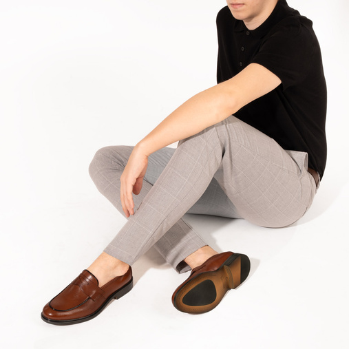 Skórzane loafersy męskie Dallas brązowe