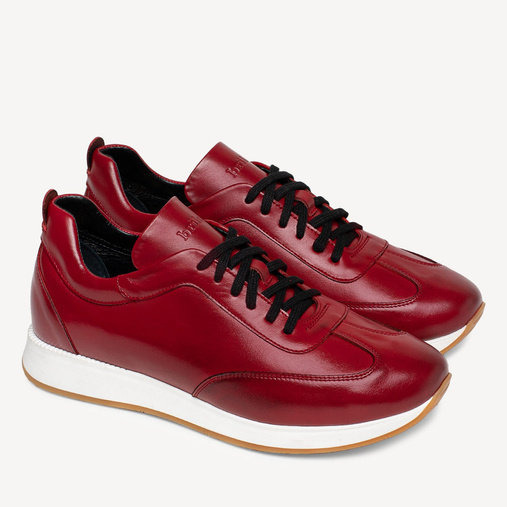 Skórzane sneakersy męskie Boston czerwone