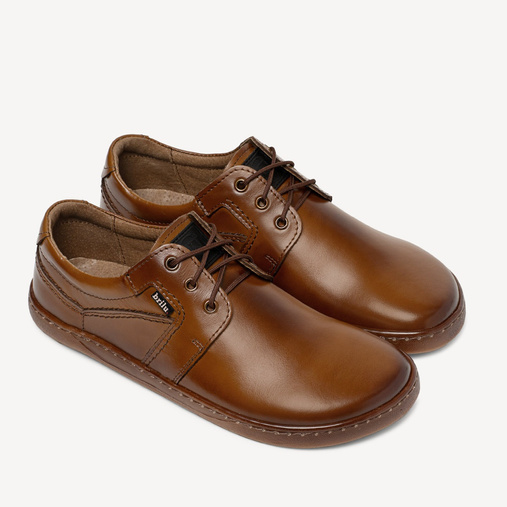 Skórzane licowe buty męskie barefoot Marvin brązowe