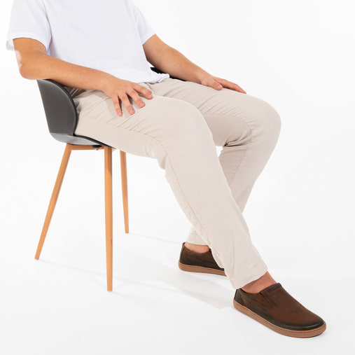 Męskie skórzane półbuty wkładane barefoot Wayne brązowe