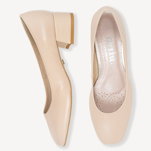 Czółenka na niskim obcasie Ember beżowe