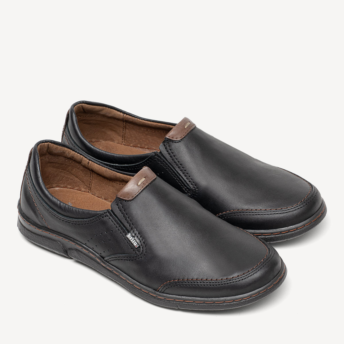 Wsuwane półbuty casualowe ze skóry Erwin czarne