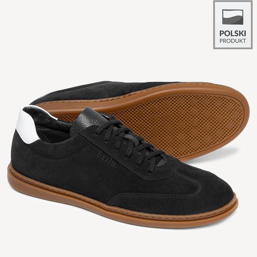 Skórzane sneakersy męskie Walker czarne