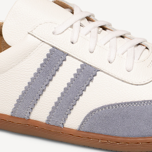 Skórzane damskie sneakersy barefoot Vanilla biało-niebieskie