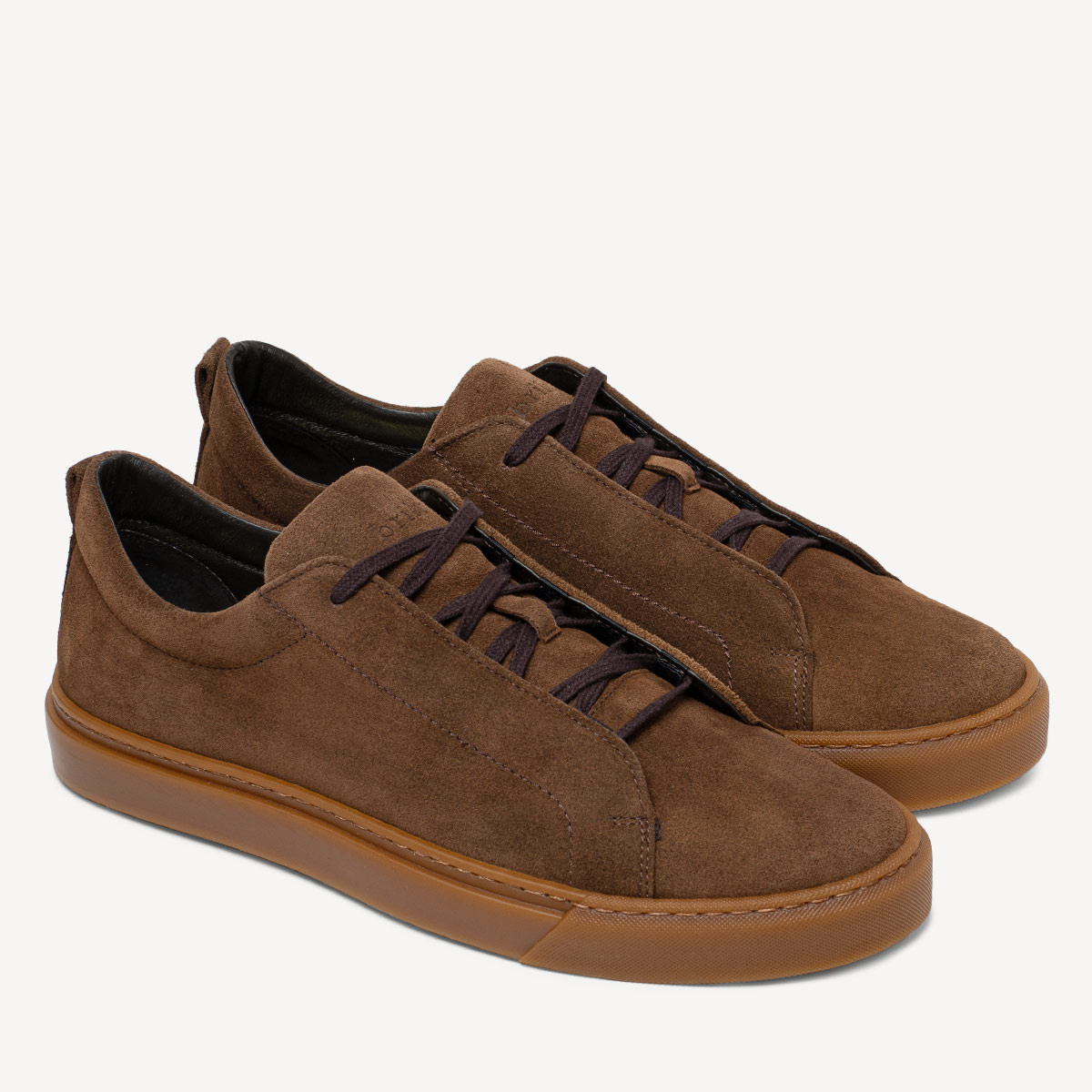 Męskie skórzane zamszowe sneakersy Edison brązowe