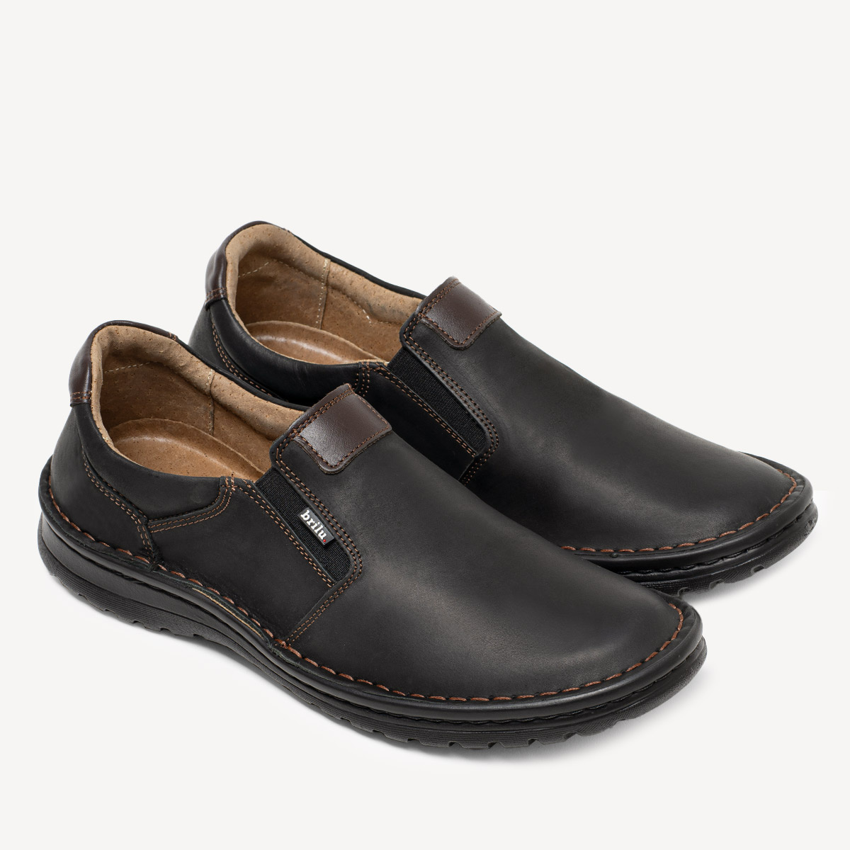 Męskie skórzane wsuwane półbuty Derryl czarne