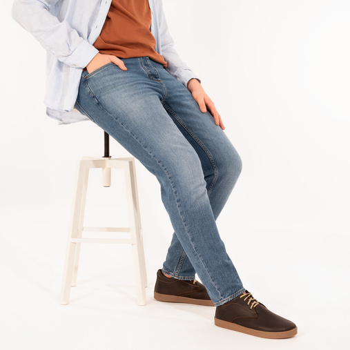 Skórzane zimowe trzewiki barefoot Harley ciemny brąz