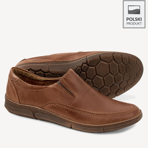 Skórzane wsuwane półbuty Ricardo brązowe