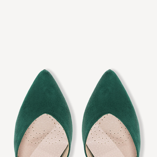 Zamszowe czółenka na niskim obcasie Luisa zielone