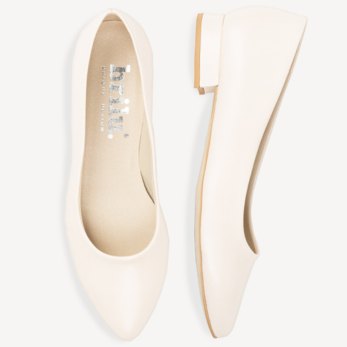 Licowe balerinki ślubne Elmira cieliste ecru