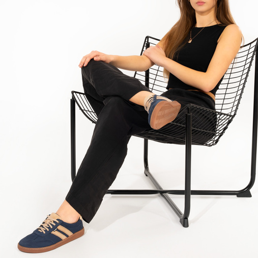 Skórzane minimalistyczne sneakersy barefoot Chelsey granatowe