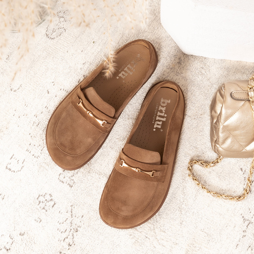 Zamszowe mokasyny damskie barefoot Elisse brązowe