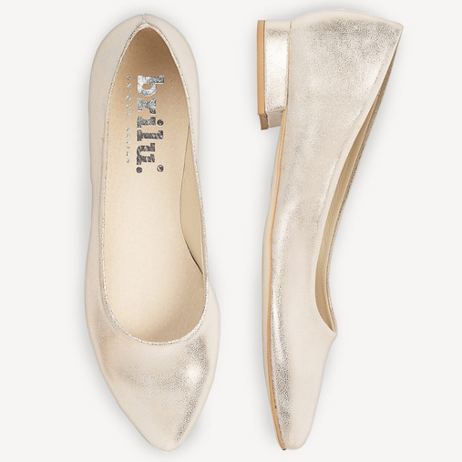 Połyskujące balerinki ślubne Elmira złote