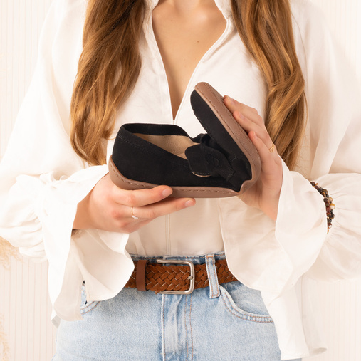 Zamszowe mokasyny damskie barefoot Zahra czarne