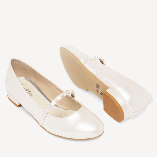  Ślubne balerinki z perełkowym paskiem Ocean ivory 