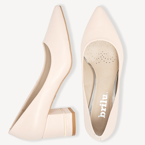 Ślubne czółenka z ozdobnym obcasem Felicia ecru