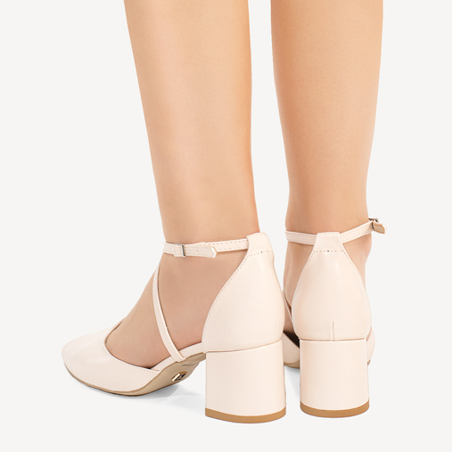 Ślubne czółenka z paskami Nicola ecru