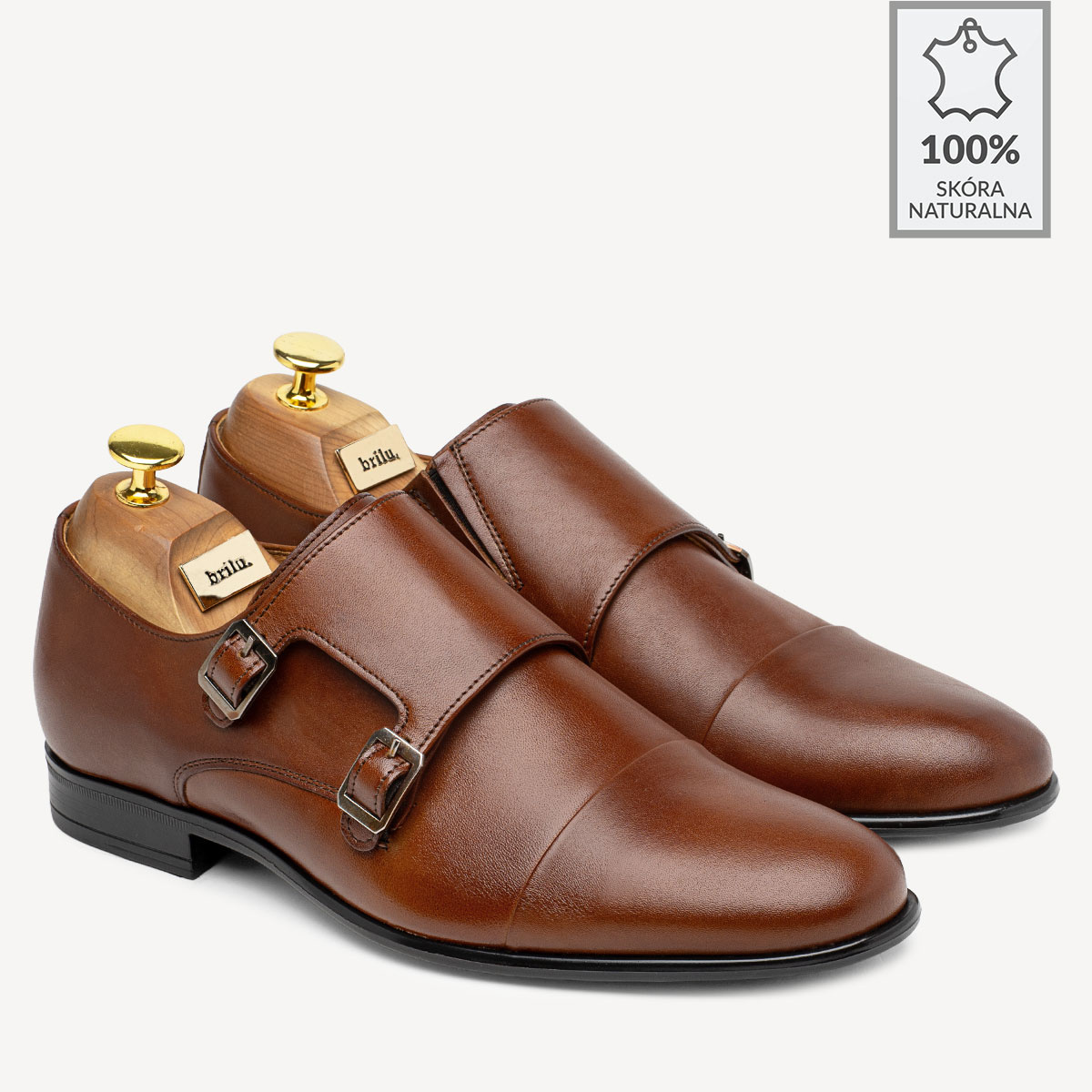 Buty męskie wizytowe skórzane monki Ignacio brązowe
