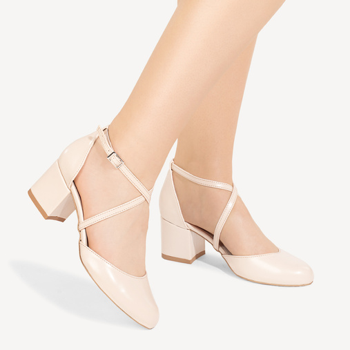 Ślubne czółenka z paskami Debbie ecru