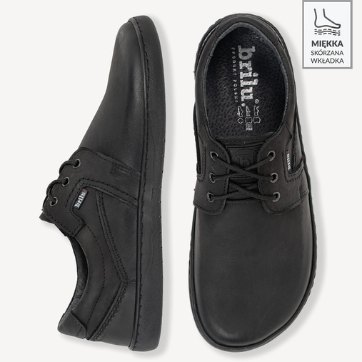 Skórzane buty męskie barefoot Luca czarne
