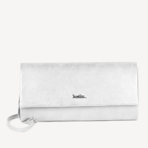 Połyskująca elegancka damska kopertówka Fabiola srebrna