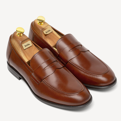 Skórzane loafersy męskie Vernon brązowe