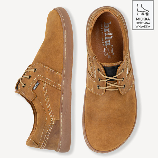 Skórzane buty męskie barefoot Luca jasny brąz