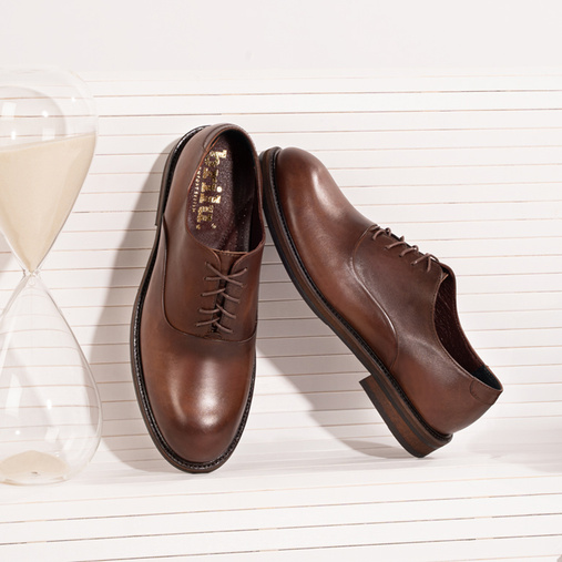 Skórzane wizytowe półbuty męskie oksfordy Oscar brązowe